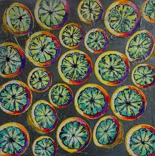 Lemons acrylic picture - lemons, 50x50cm