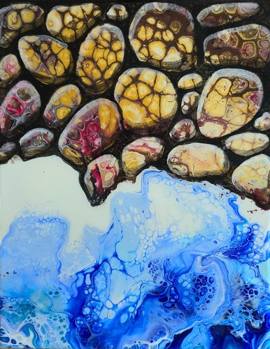 Stones sea abstract acrylic - sea,
