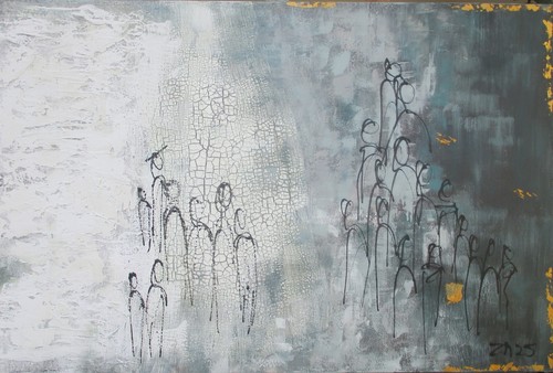 Abstract painting petrol - abstract,