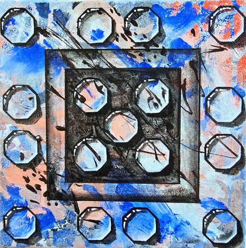 Abstract blue acrylic picture - blue,