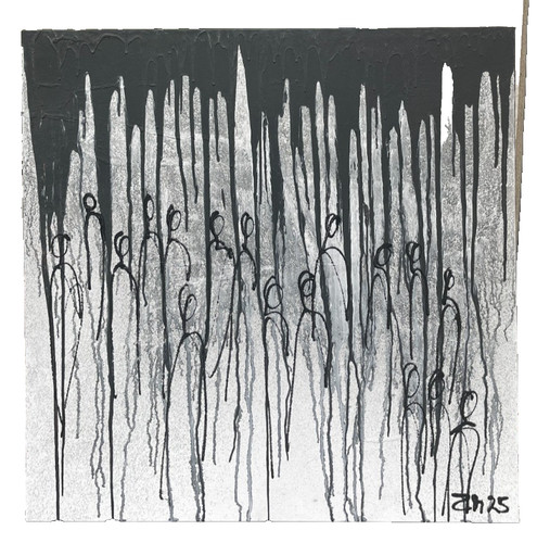Abstract painting black white - painting, black/white