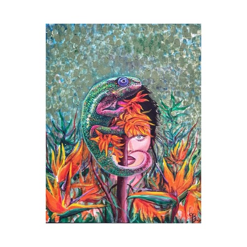 Woman with chameleon original - with,